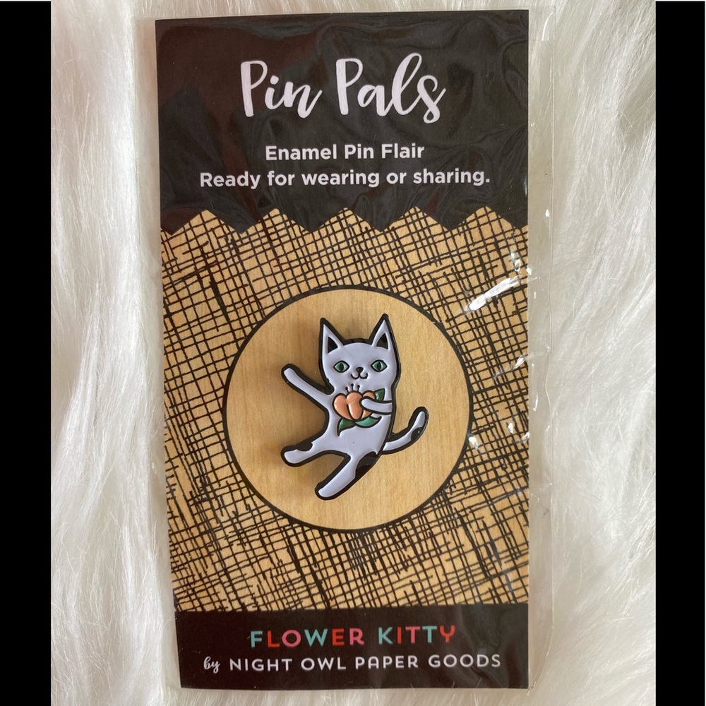 Flower kitty enamel pin 💕🌸🐈‍⬛ night owl paper goods